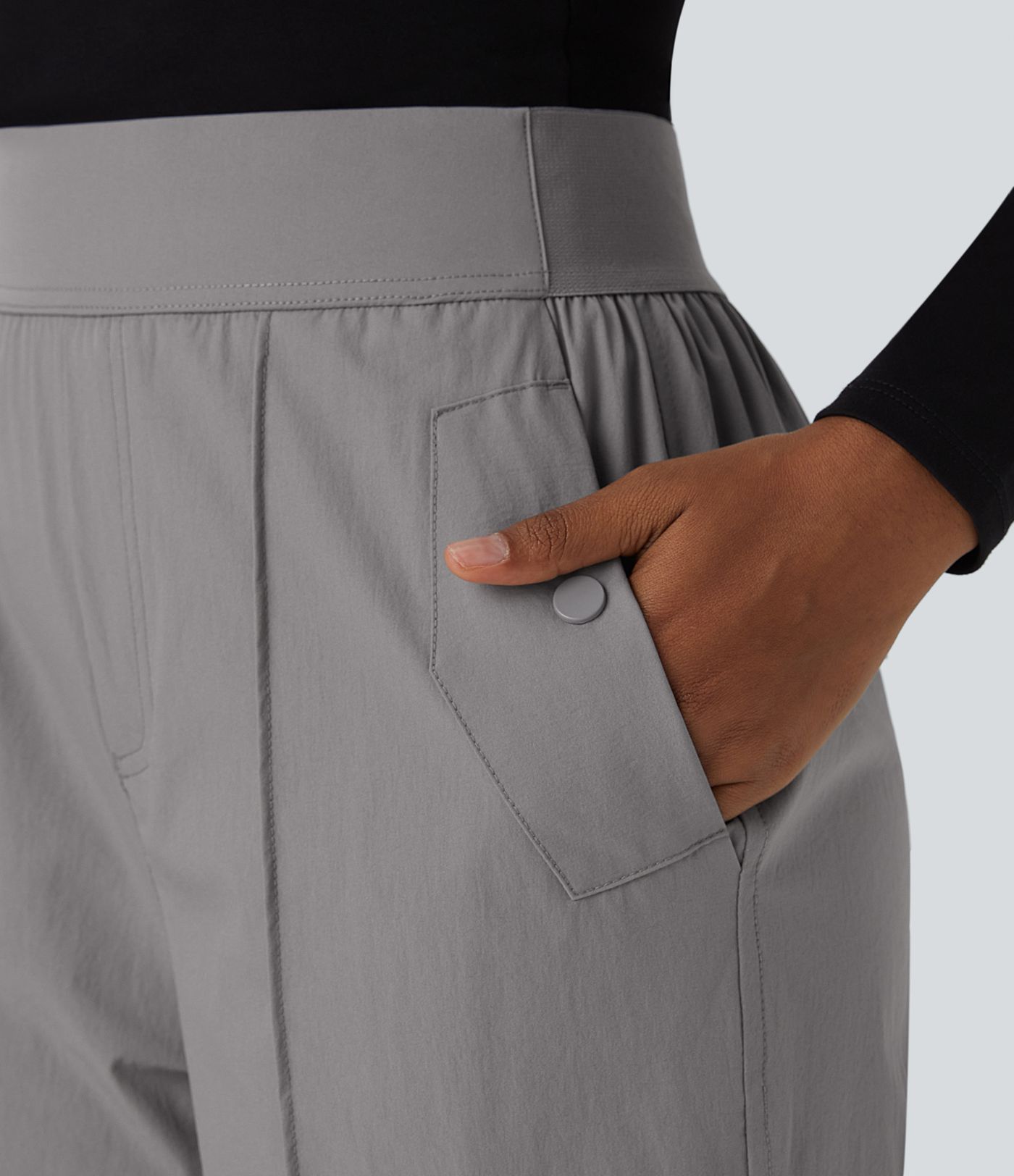 High Waisted Pockets Wide Leg Casual Cargo Pants