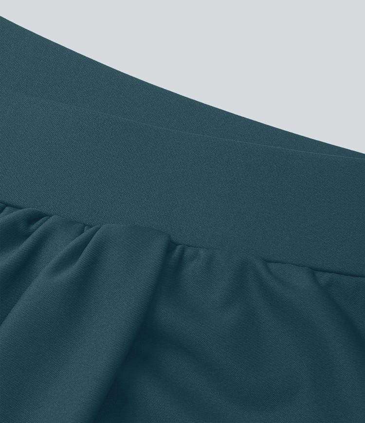 Falda casual asimétrica y drapeada 2 en 1 de tiro alto con bolsillo