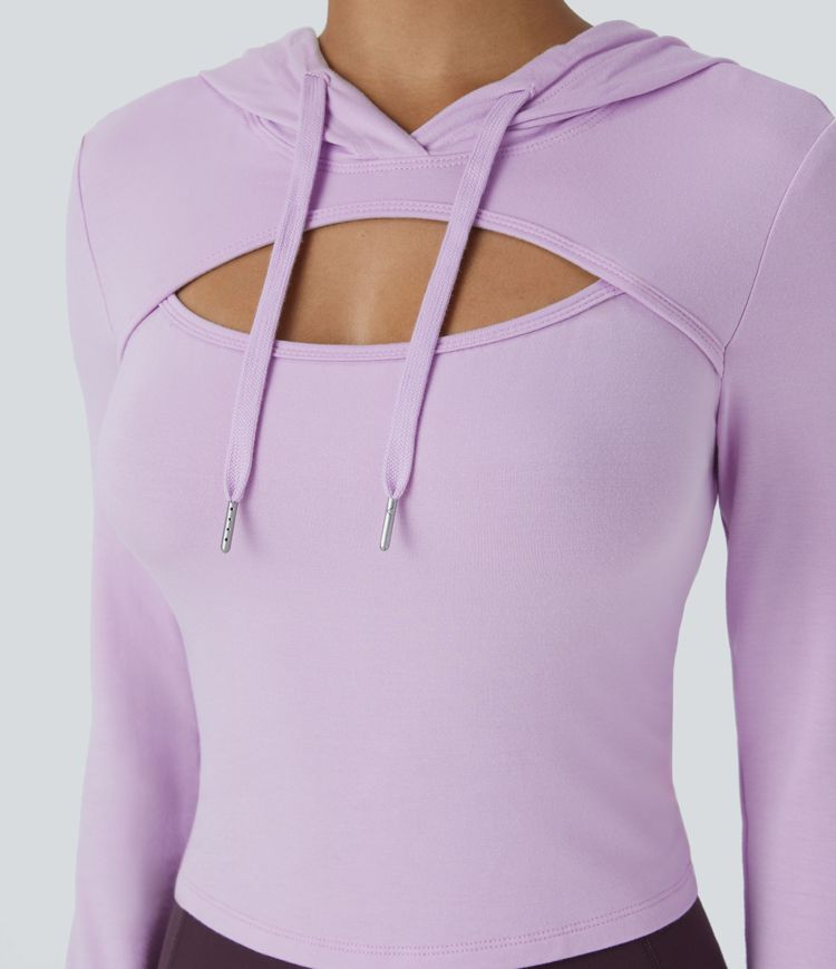 Sudadera con capucha informal y cordón recortado