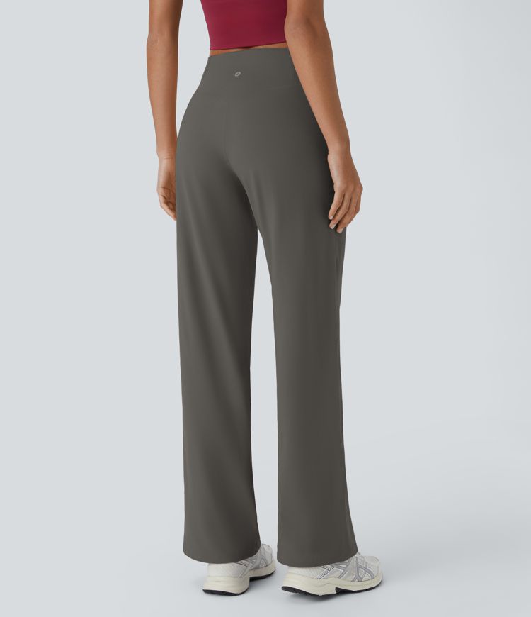 DayStretch - Yoga-Hose mit hohem Crossover-Bund, Seitentaschen und weitem Bein