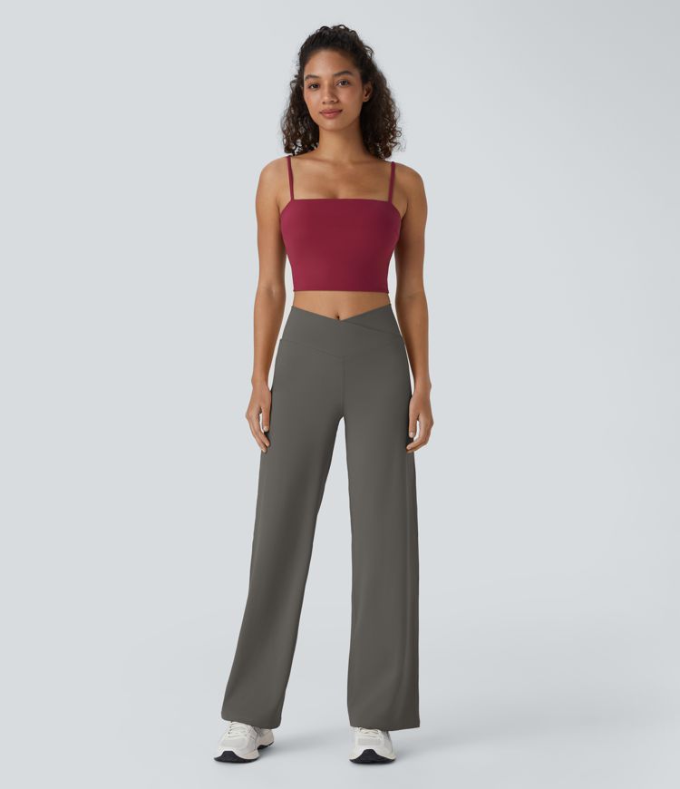 DayStretch - Yoga-Hose mit hohem Crossover-Bund, Seitentaschen und weitem Bein