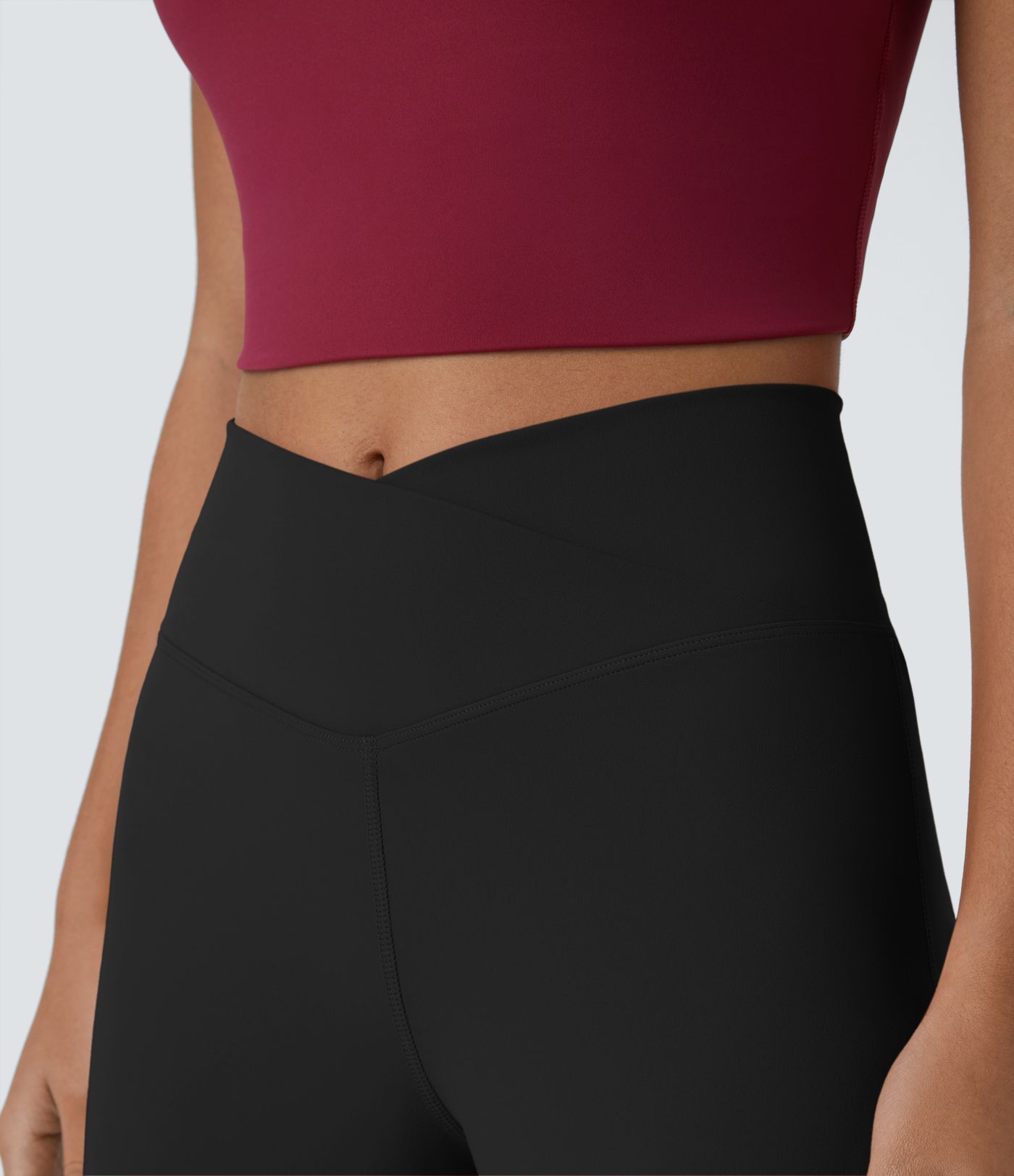 Crossover High Waisted Pocket Wide Leg Yoga Pants
