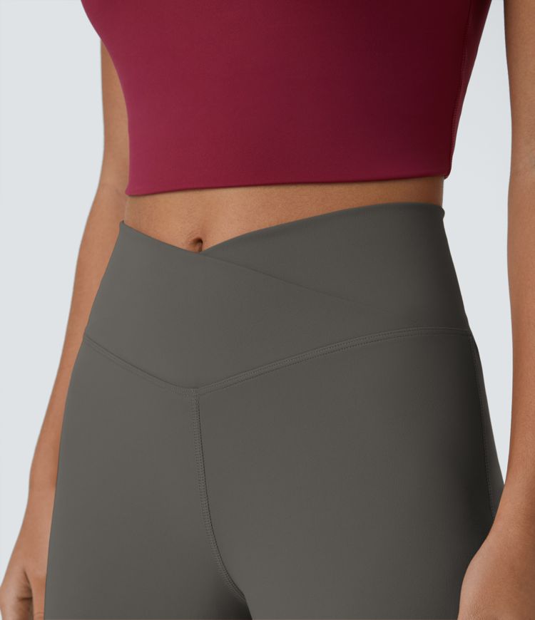 DayStretch - Yoga-Hose mit hohem Crossover-Bund, Seitentaschen und weitem Bein