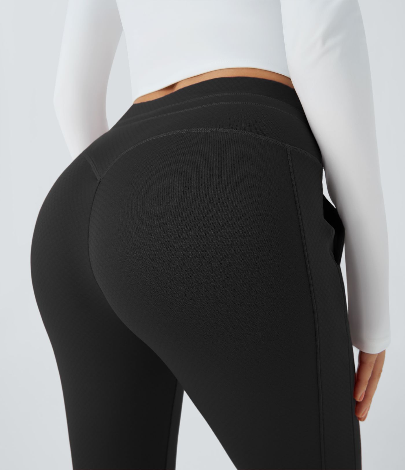 Einfarbige, lässige Thermo-Jogginghose aus 3D-Fleece mit hohem Bund, Kordelzug und Seitentaschen