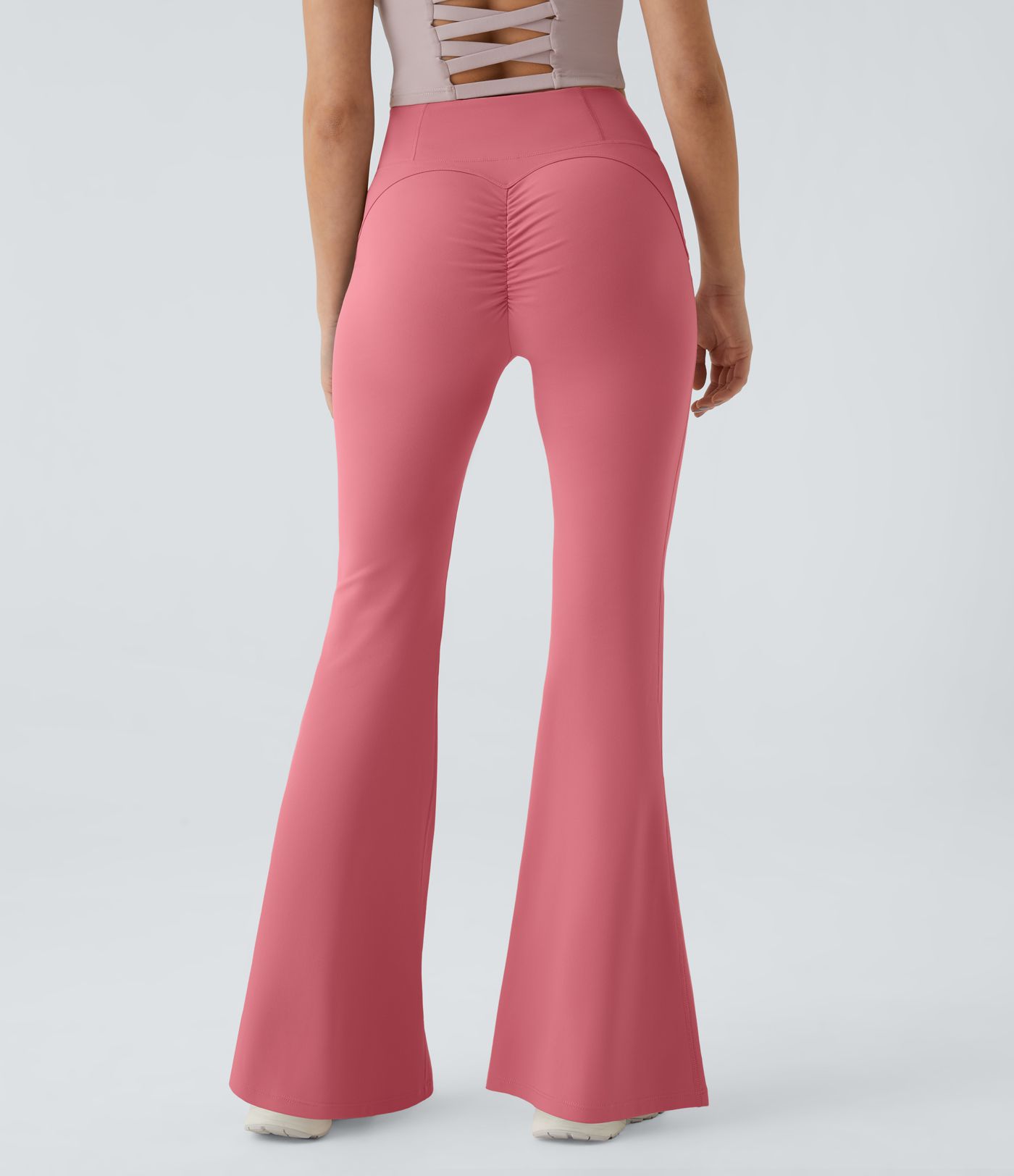 DayStretch High Waisted Crossover Pocket Ruched Butt Lifting Yoga Leggings