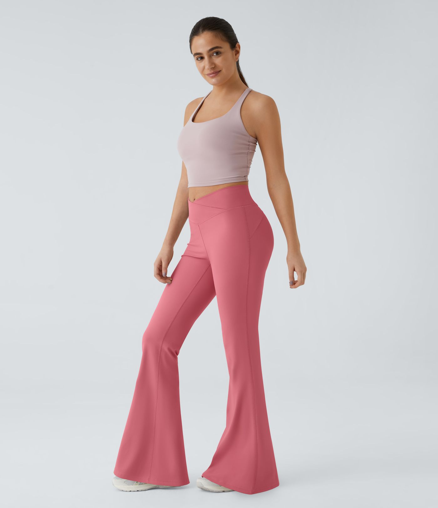 DayStretch High Waisted Crossover Pocket Ruched Butt Lifting Yoga Leggings