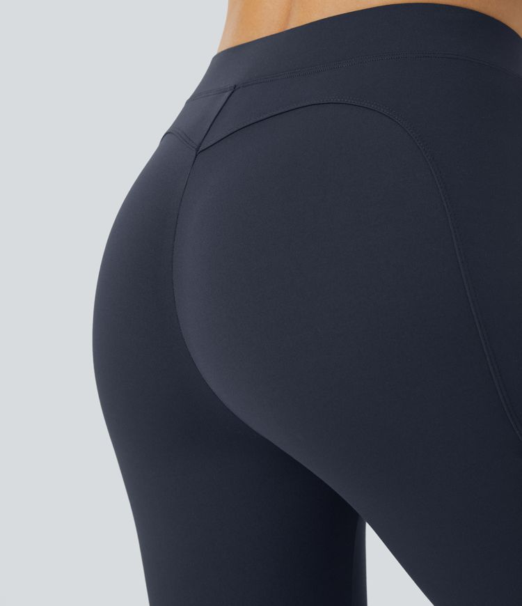 Pantalon Capri Cargo Légèrement Evasé Taille Haute Avec Poche à Rabat Latéral