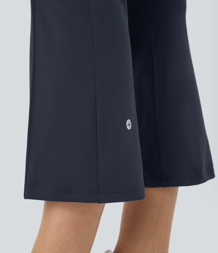 Pantalon Capri Cargo Légèrement Evasé Taille Haute Avec Poche à Rabat Latéral