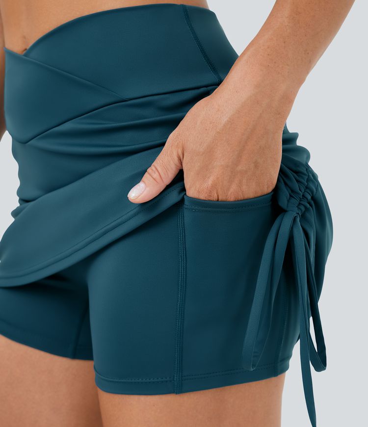 Everyday Crossover Bodycon 2-in-1 Side Pocket Activity Skirt-Starstruck