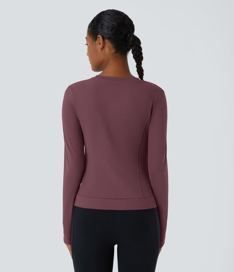 Softlyzero™ Plush Round Neck Crossover Hem Yoga Sports Top