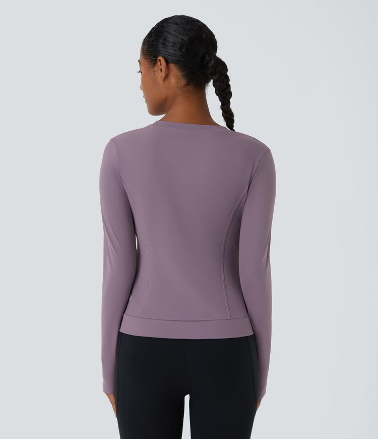 Softlyzero™ Plush Round Neck Crossover Hem Yoga Sports Top