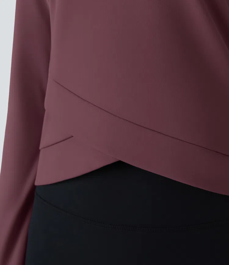 Softlyzero™ Plush Round Neck Criss-Cross Hem Yoga Sports Top