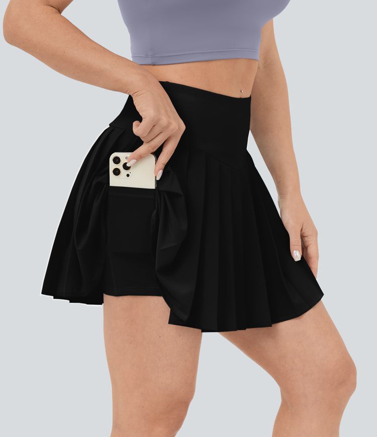 Breezeful™ High Waisted A Line 2-in-1 Side Pocket Mini Pleated Quick Dry Casual Skirt