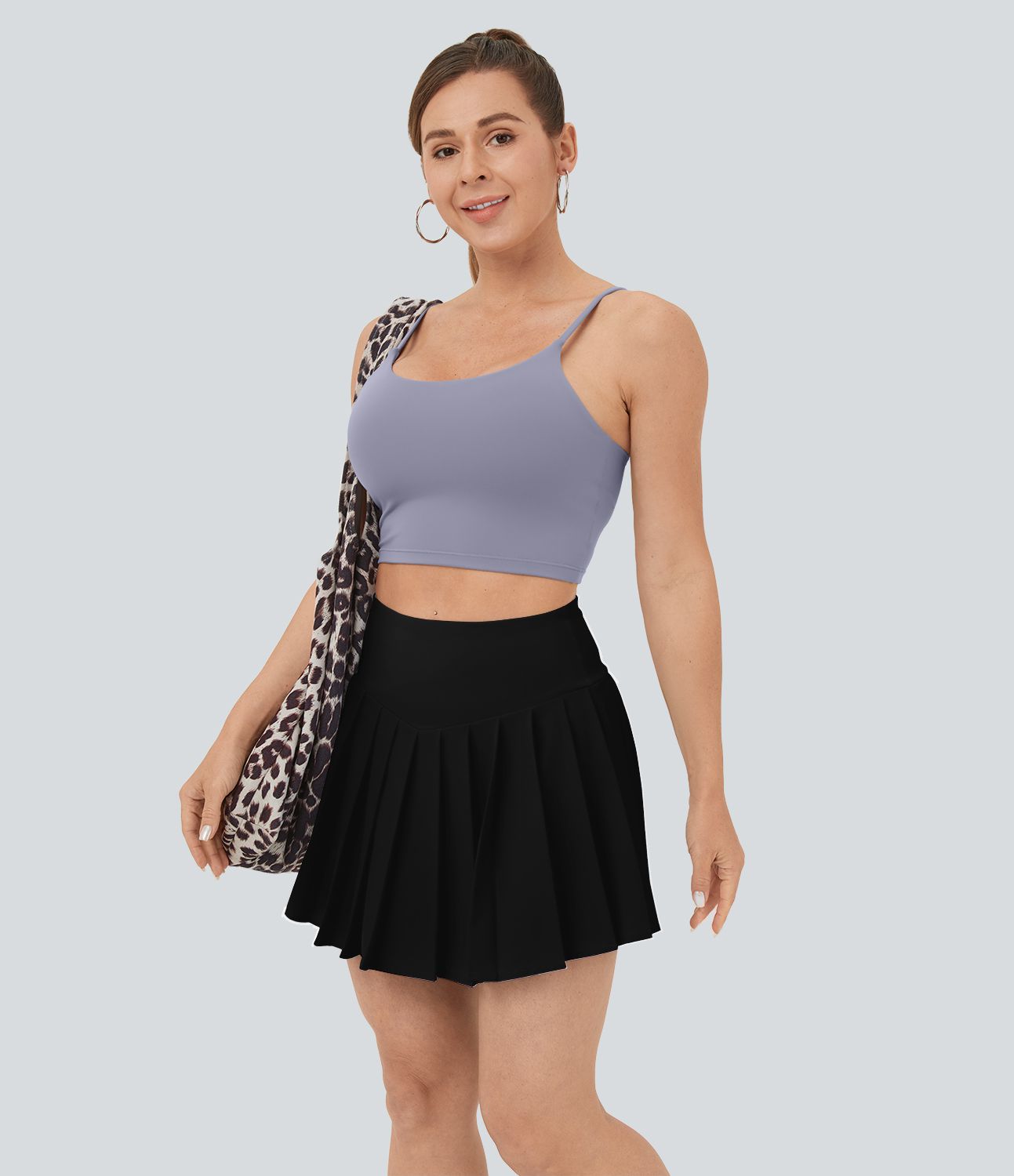 Breezeful™ High Waisted A Line 2-in-1 Side Pocket Mini Pleated Quick Dry Casual Skirt