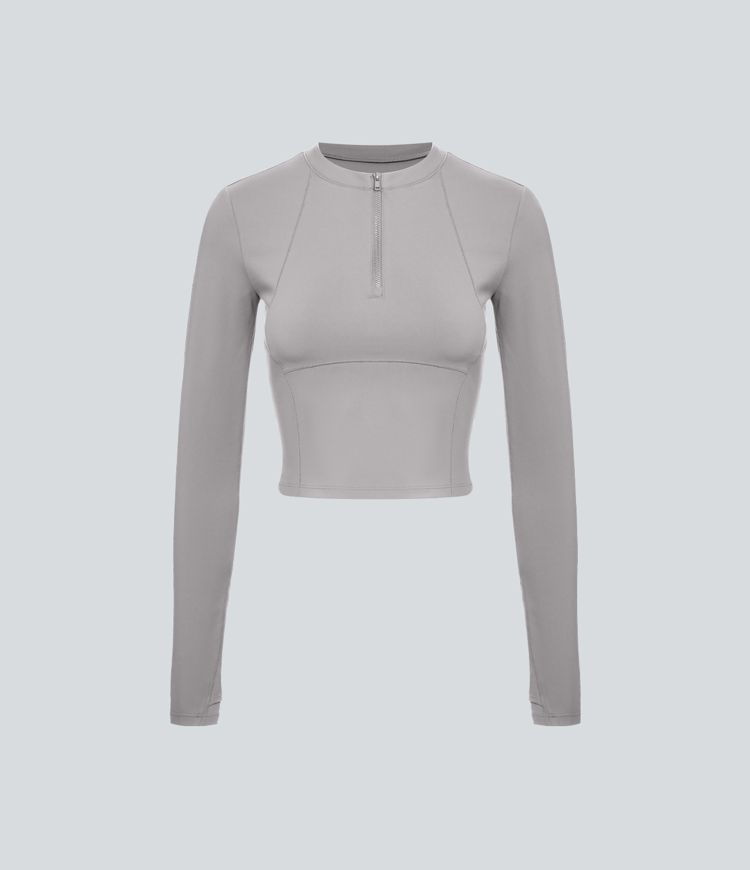 Softlyzero™ Plush Top Sport de Golf Court à Manches Longues avec Trou pour Pouce et Demi-Zip Softlyzero™ Plush Top Sport de Golf Court à Manches Longues avec Trou pour Pouce et Demi-Zip