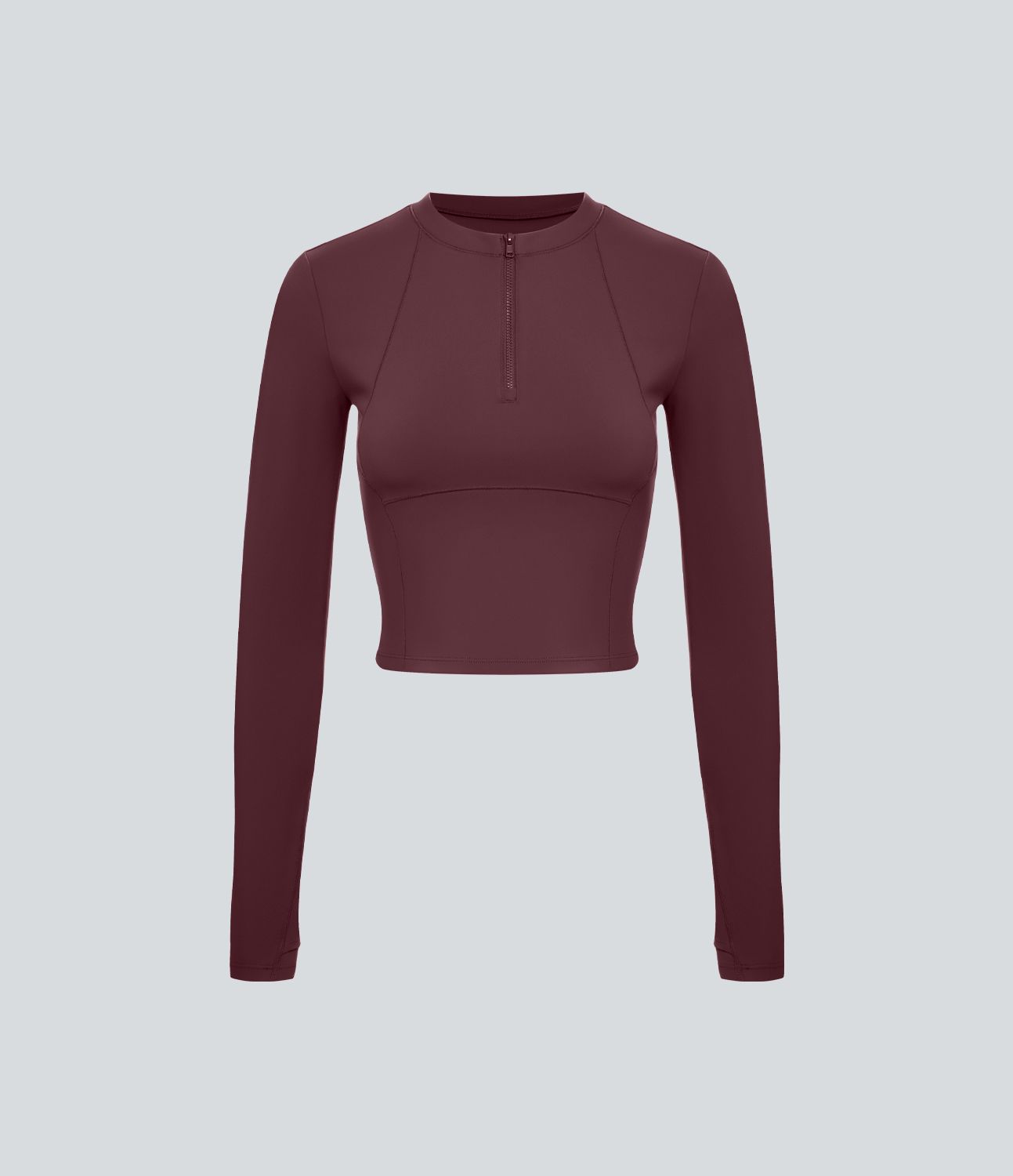 SoftlyZero™ Plush Half Zip Long Sleeve Thumb Hole Cropped Golf Sports Top