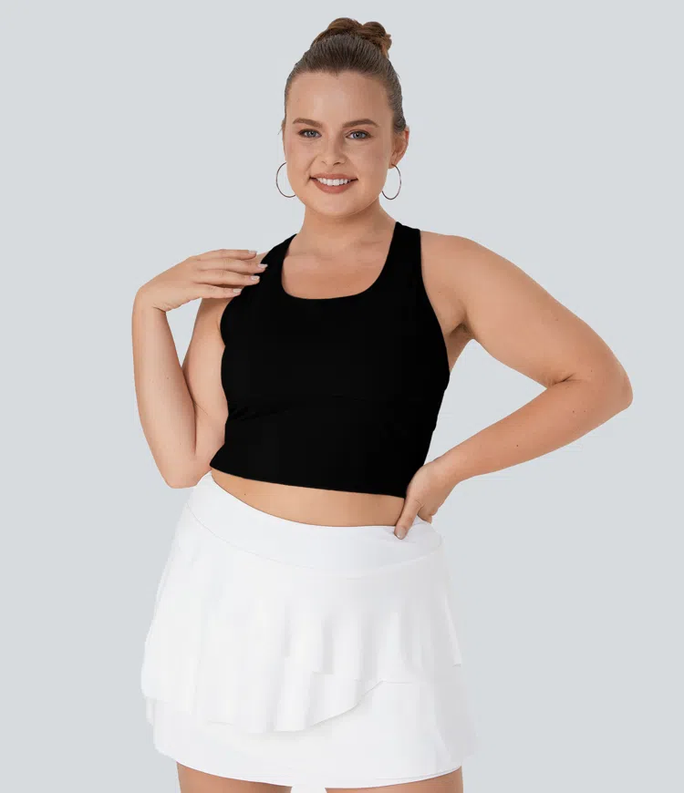 Softlyzero™ Plush Tank Top sin mangas yoga talla plus cut out espalda cruzada cuello en U