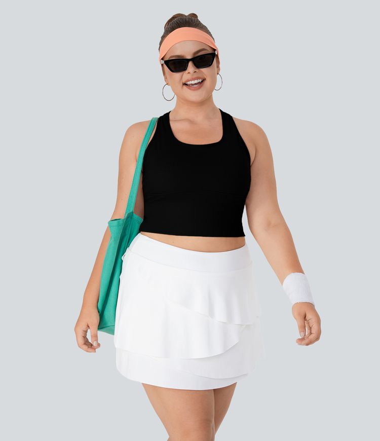 Softlyzero™ Plush Tank Top sin mangas yoga talla plus cut out espalda cruzada cuello en U