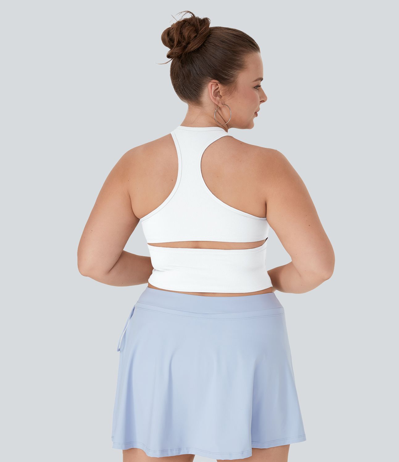 SoftlyZero™ Plush U Neck Racerback Cut Out Plus Size Yoga Tank Top