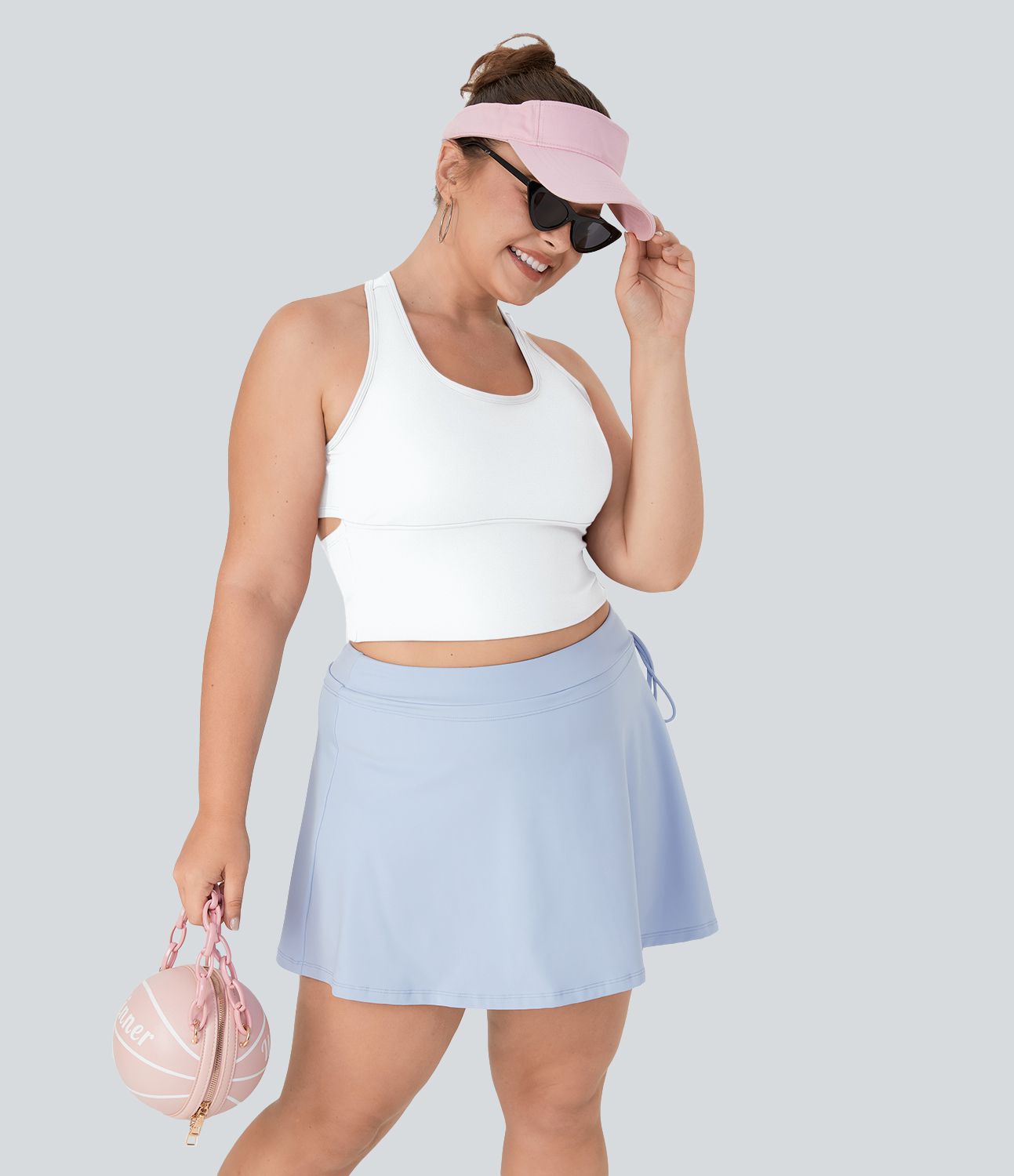 SoftlyZero™ Plush U Neck Racerback Cut Out Plus Size Yoga Tank Top