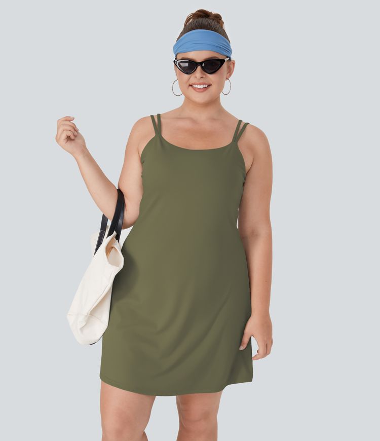 Everyday Softlyzero™ Plush Double Straps Backless Twisted 2-Piece Plus Size Activity Dress-Flipped