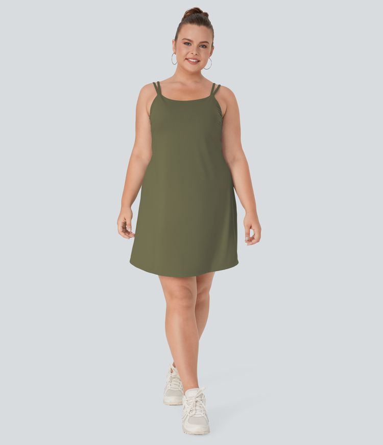 Everyday Softlyzero™ Plush Double Straps Backless Twisted 2-Piece Plus Size Activity Dress-Flipped