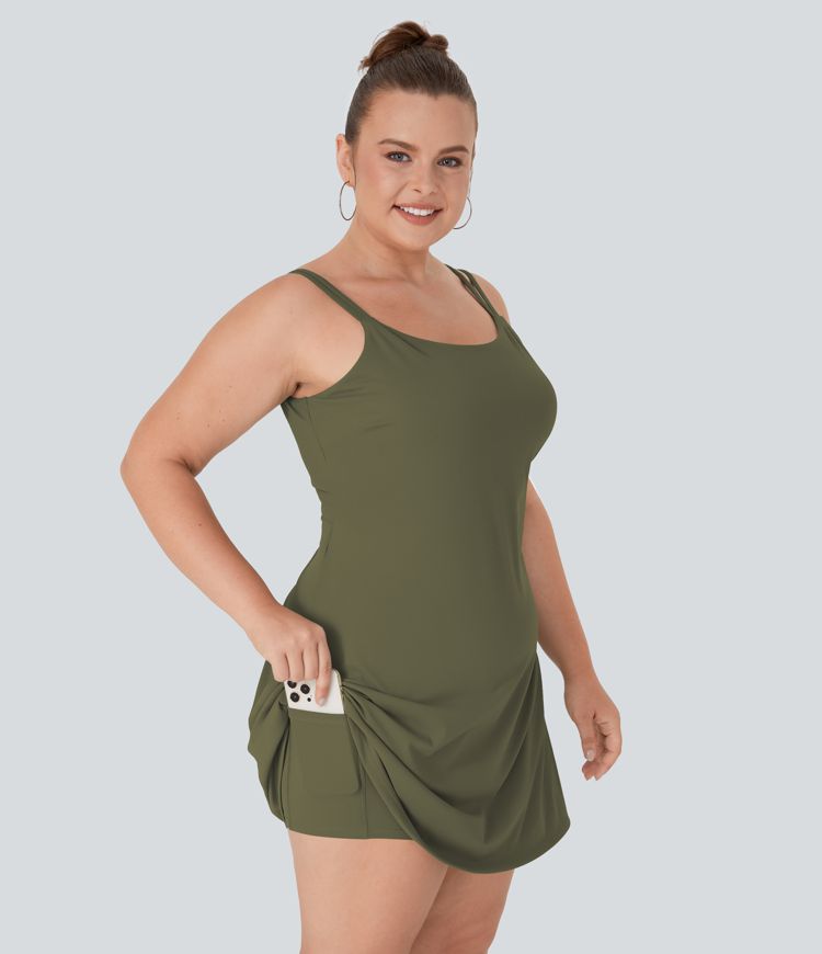 Everyday Softlyzero™ Plush Double Straps Backless Twisted 2-Piece Plus Size Activity Dress-Flipped