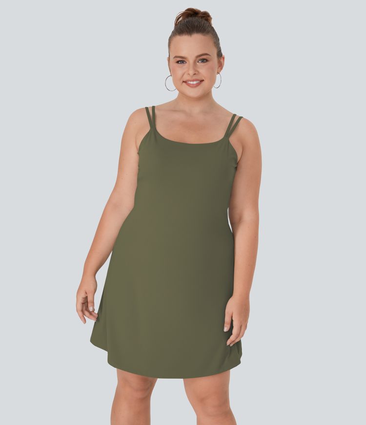 Everyday Softlyzero™ Plush Double Straps Backless Twisted 2-Piece Plus Size Activity Dress-Flipped