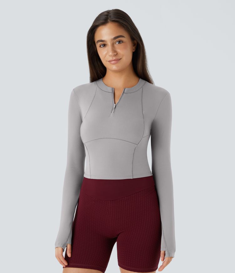 Softlyzero™ Plush Top Sport de Golf Court à Manches Longues avec Trou pour Pouce et Demi-Zip Softlyzero™ Plush Top Sport de Golf Court à Manches Longues avec Trou pour Pouce et Demi-Zip