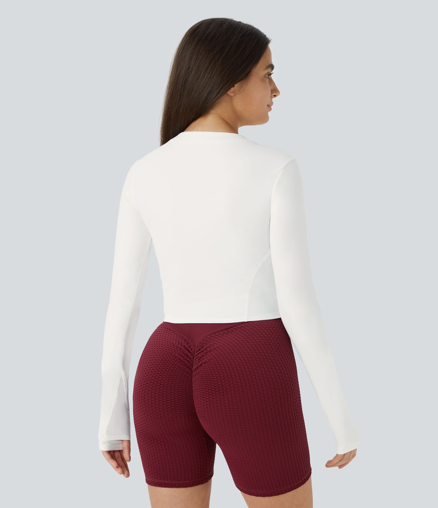 Softlyzero™ Plush Half-Zip Long Sleeve Thumbhole Cropped Golf Sports Top