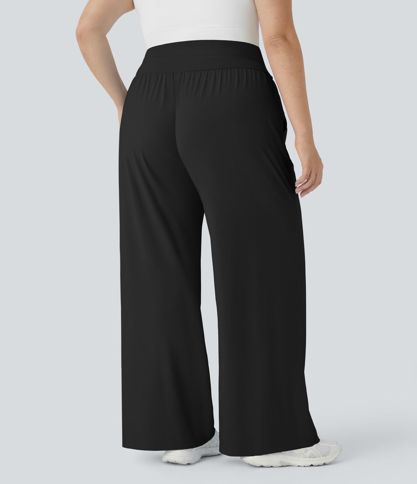 Pantalon Décontracté Grande Taille avec Taille Haute, Cordon de Serrage, Poches et Jambes Larges - Protection UV UPF50+