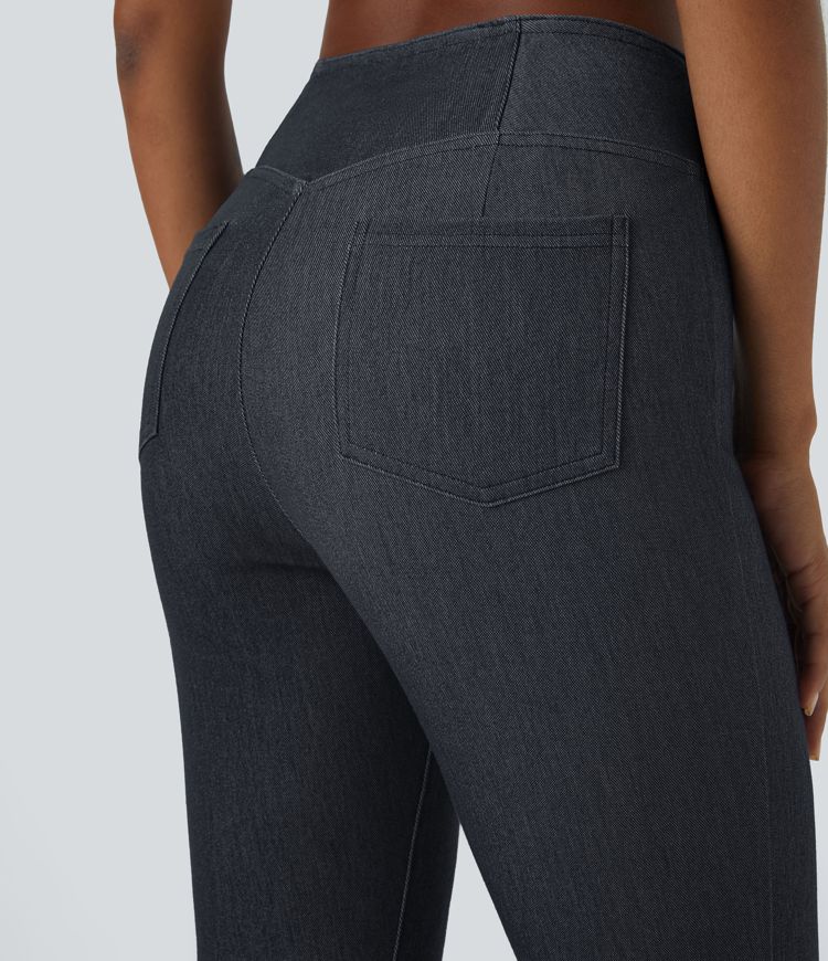 Jeans Halara Flex™ Denim mezclilla elástica acampanado bolsillo trasero cintura V tiro alto 