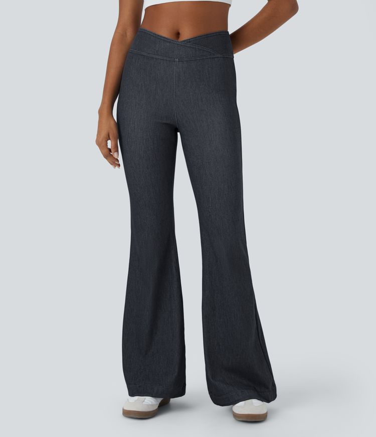 Jeans Halara Flex™ Denim mezclilla elástica acampanado bolsillo trasero cintura V tiro alto 