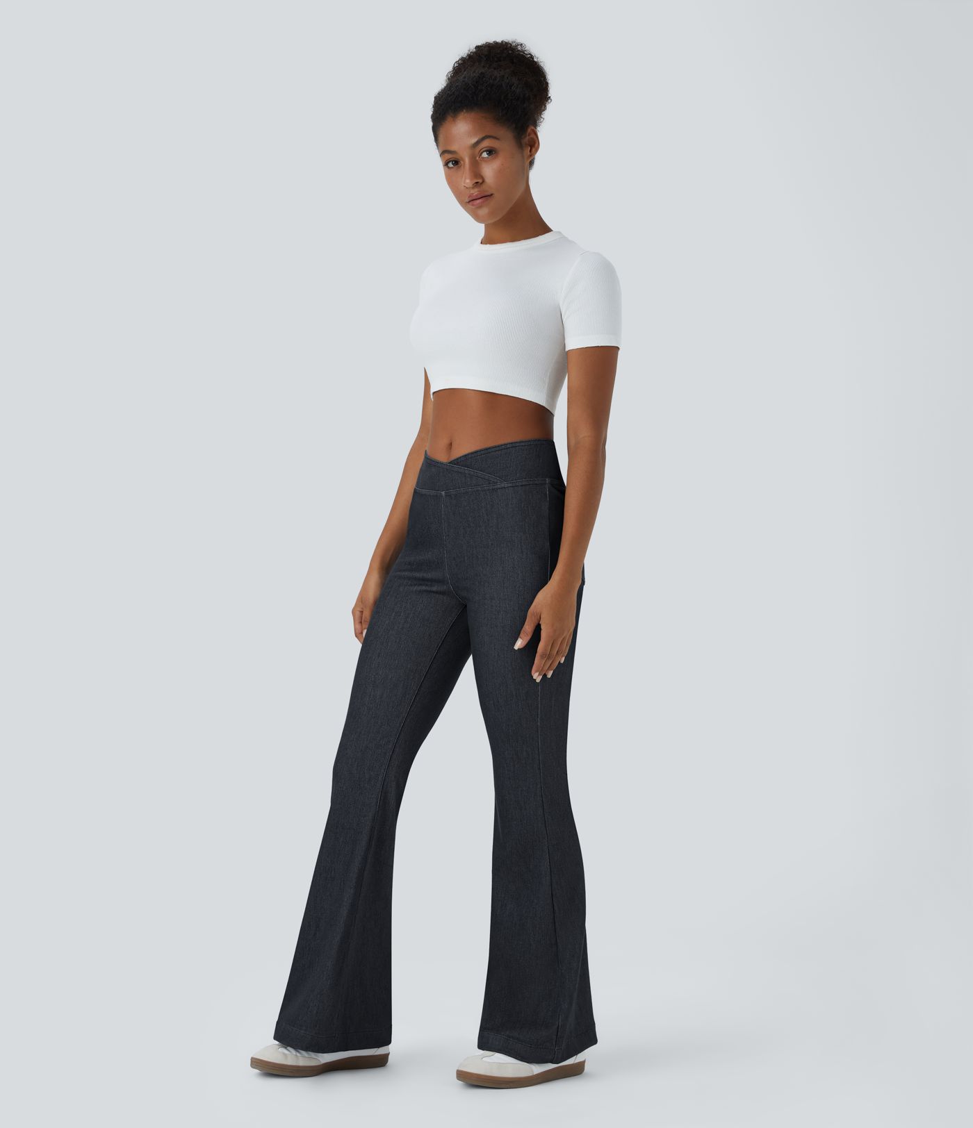 Jeans Halara Flex™ Denim mezclilla elástica acampanado bolsillo trasero cintura V tiro alto 