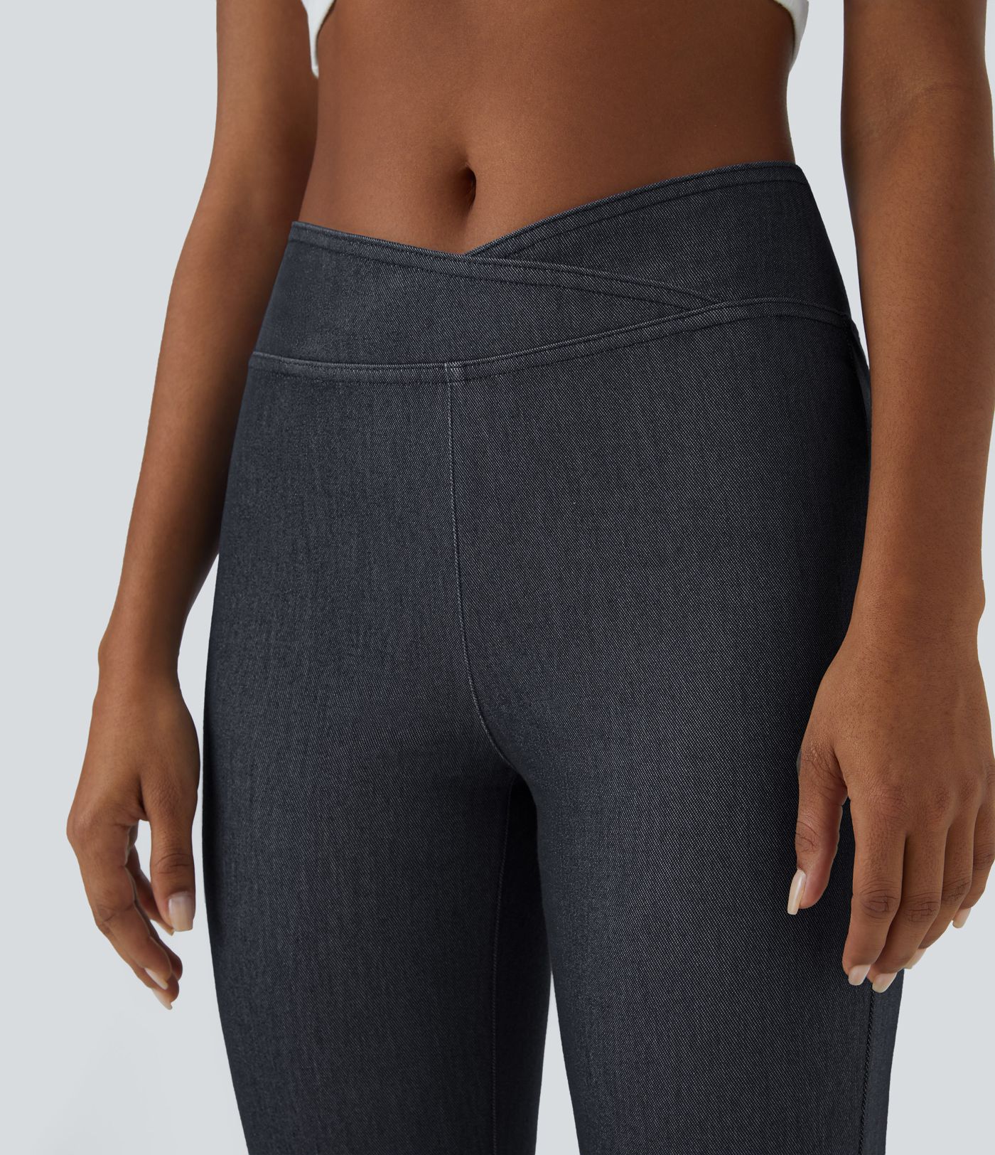 Jeans Halara Flex™ Denim mezclilla elástica acampanado bolsillo trasero cintura V tiro alto 