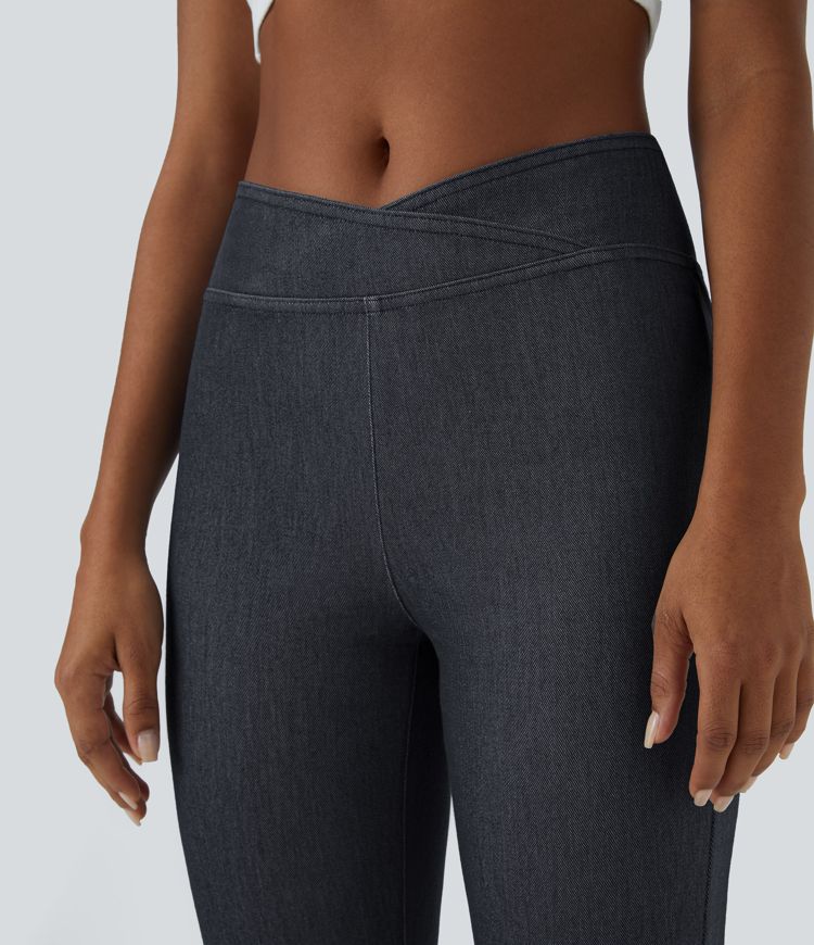 Jeans Halara Flex™ Denim mezclilla elástica acampanado bolsillo trasero cintura V tiro alto 