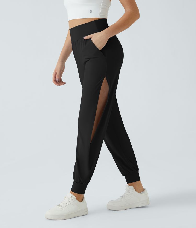 High Waisted Pocket Cut Out Cool Touch Casual Joggers-UPF50+