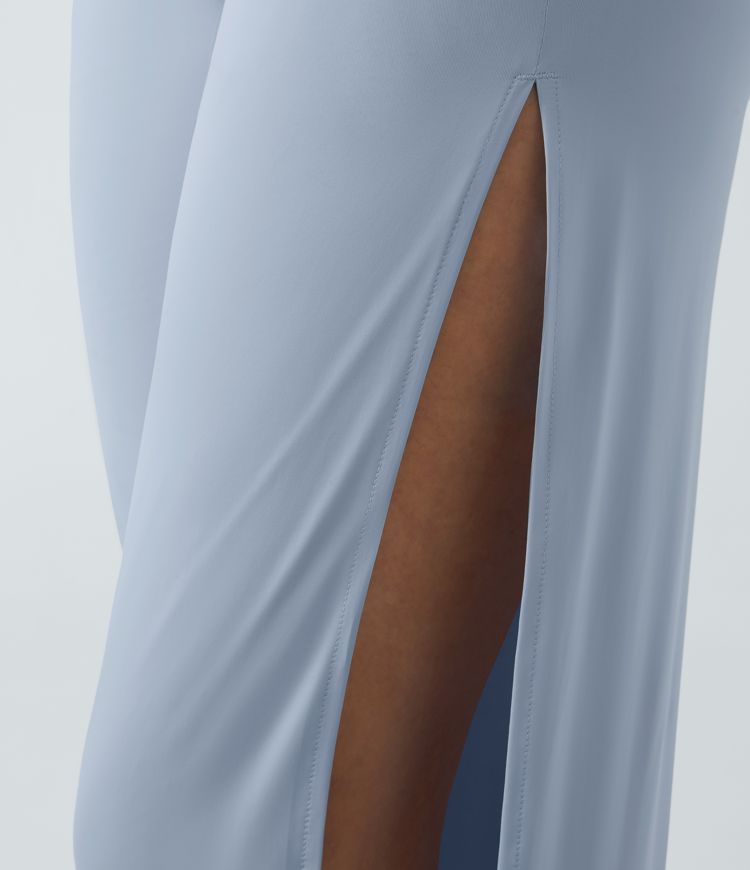 Jogging Casual Taille Haute avec Poches Latérales Découpées à Toucher Frais