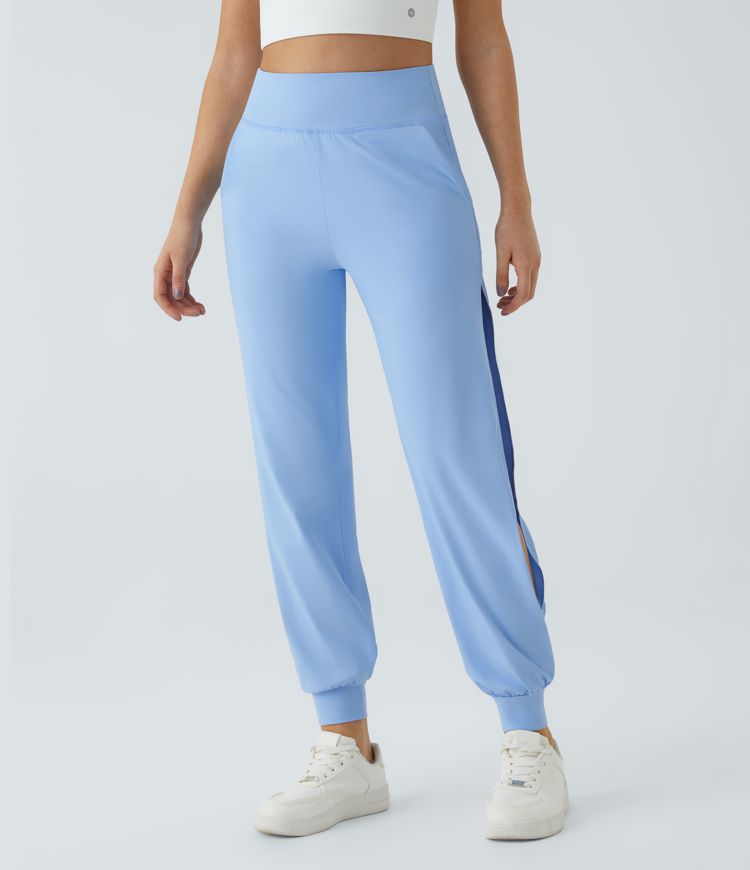 Joggers tacto fresco abertura bolsillo lateral tiro alto