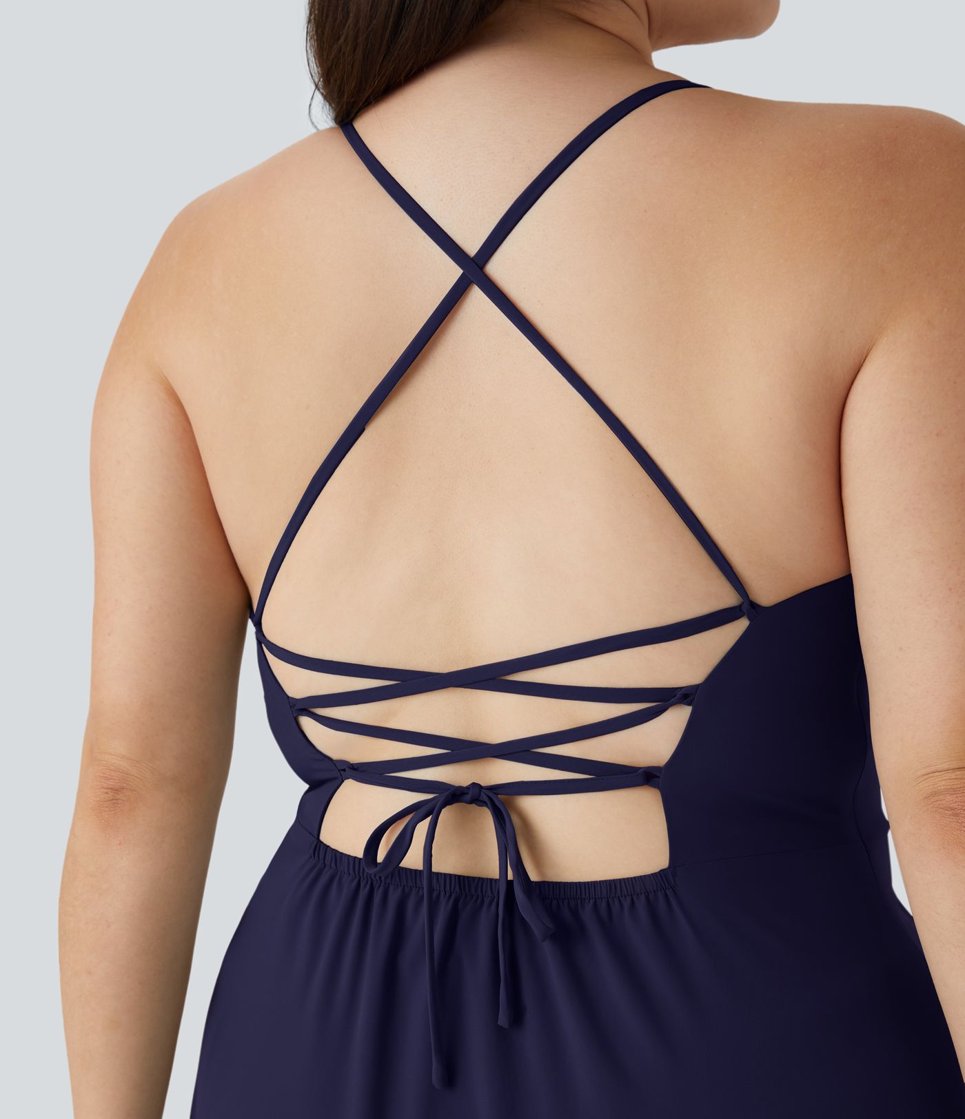 Breezeful™ Lace Up Side Zipper Ruffle Hem Maxi Quick Dry Casual Plus Size Dress