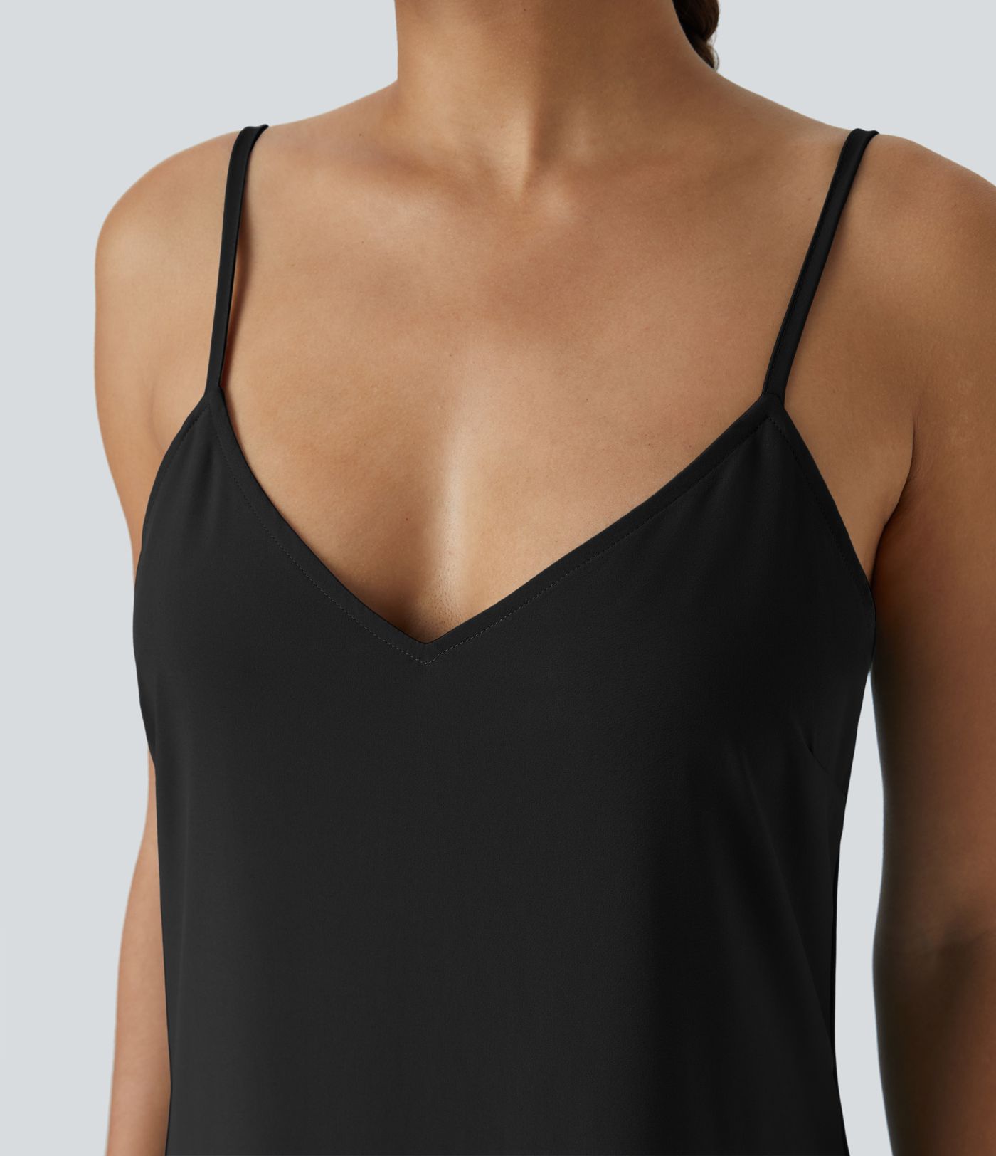 Breezeful™ Vestido maxi correa ajustable escote en V sin espalda dobladillo cruzado asimétrico secado rápido fluido