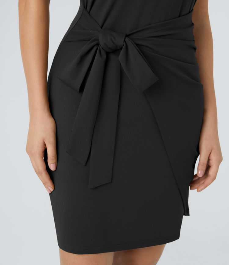 Everyday Tie Knot Ruched Mini Chill Dress-Belle