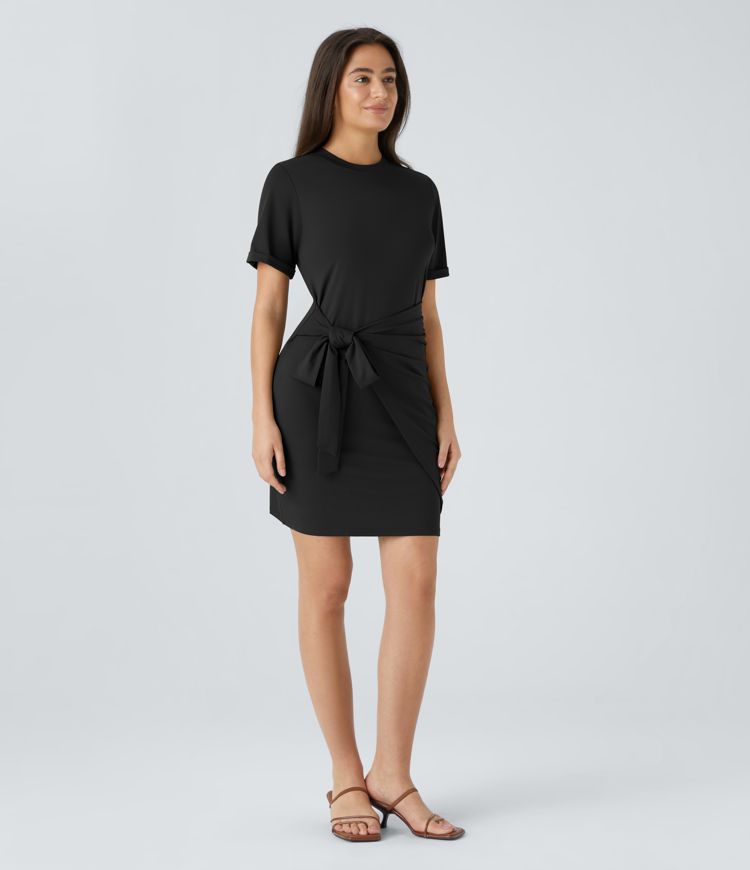 Everyday Tie Knot Ruched Mini Chill Dress-Belle