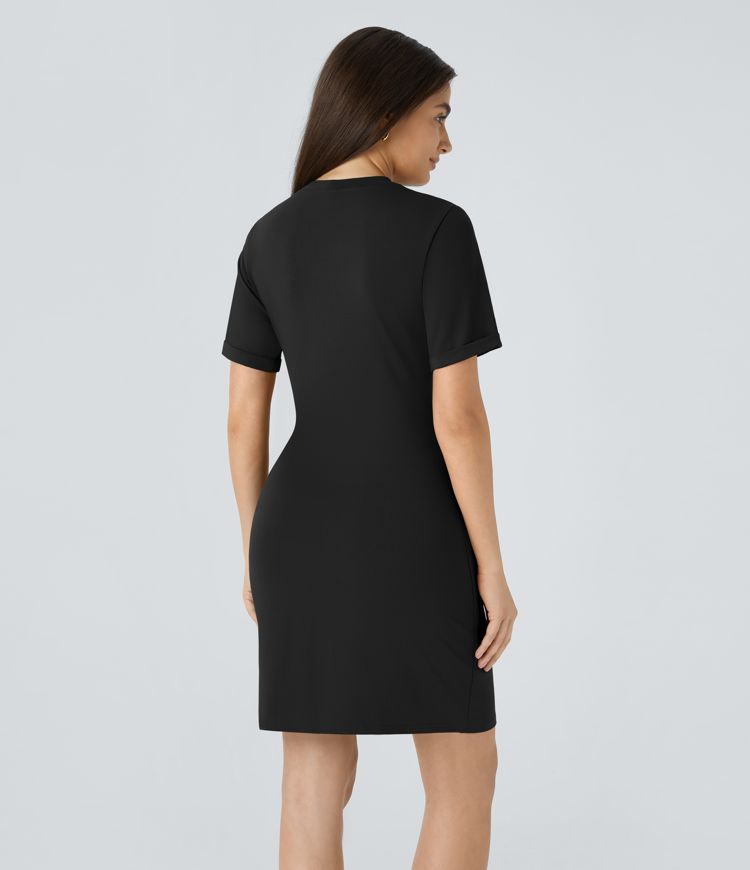 Everyday Tie Knot Ruched Mini Chill Dress-Belle