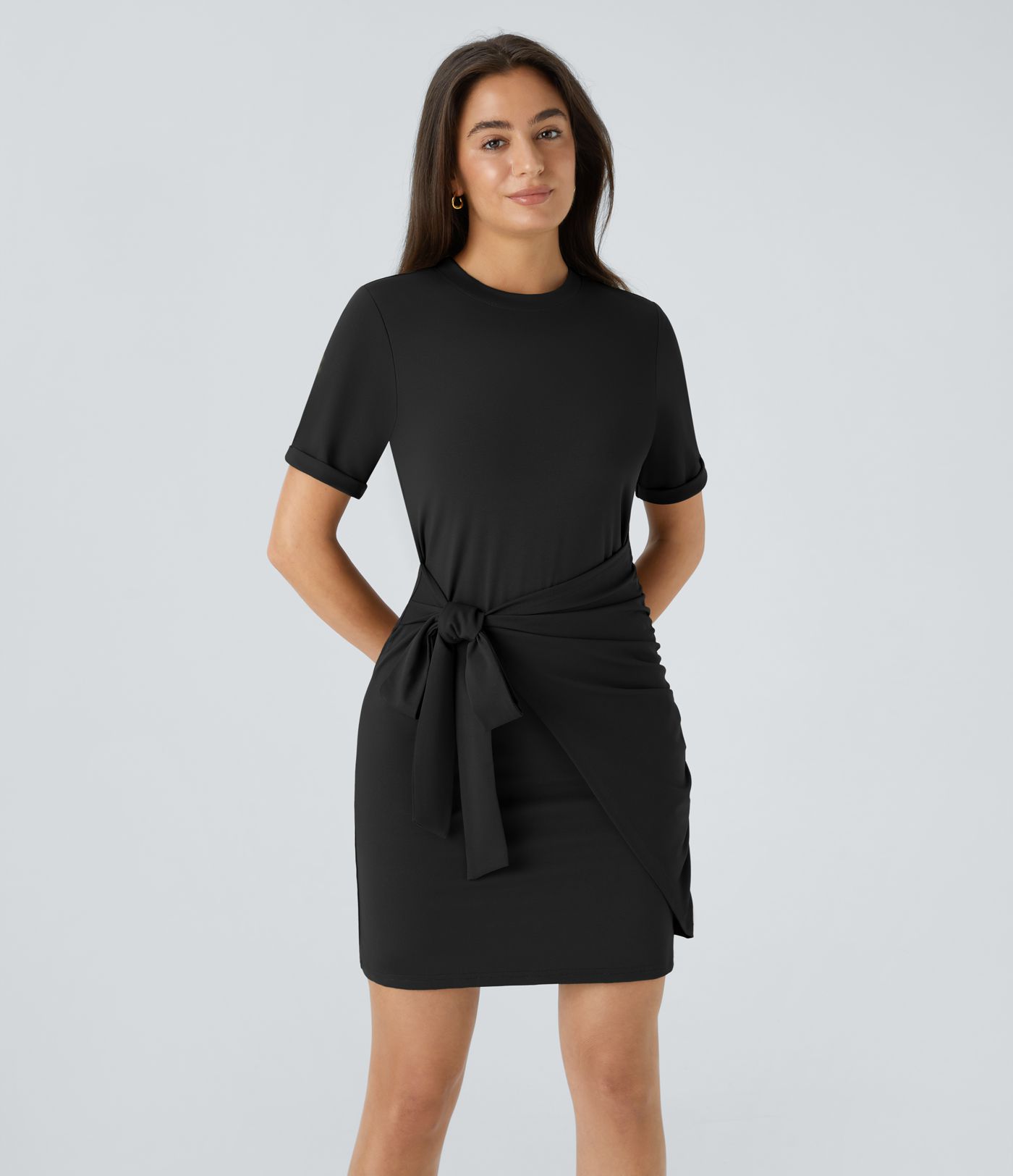 Everyday Tie Knot Ruched Mini Chill Dress-Belle