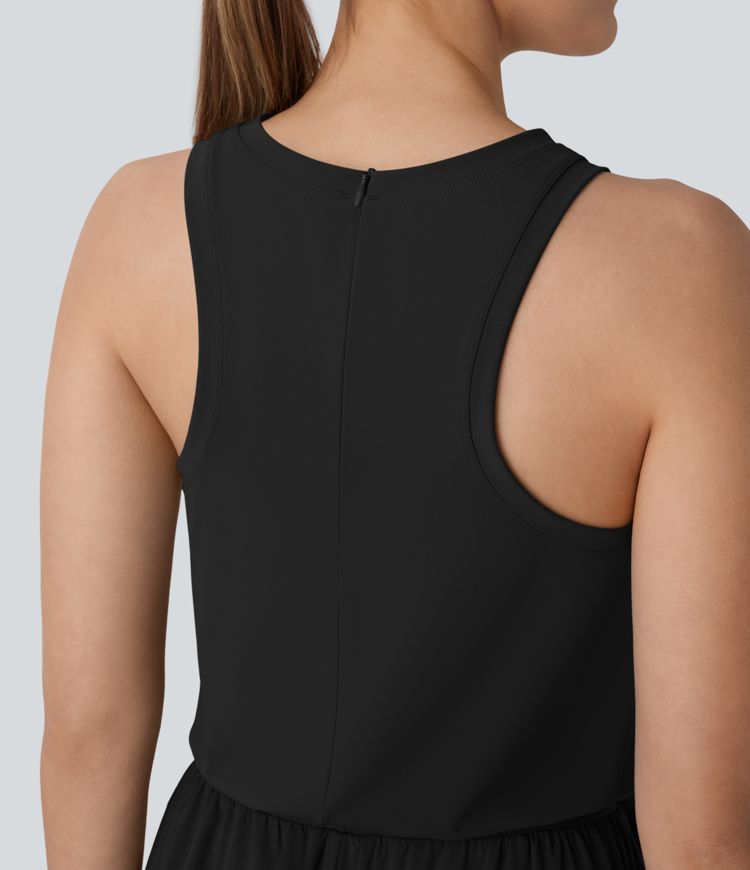 Breezeful™ Round Neck Sleeveless Pockets Straight Leg Quick Dry Casual Jumpsuit