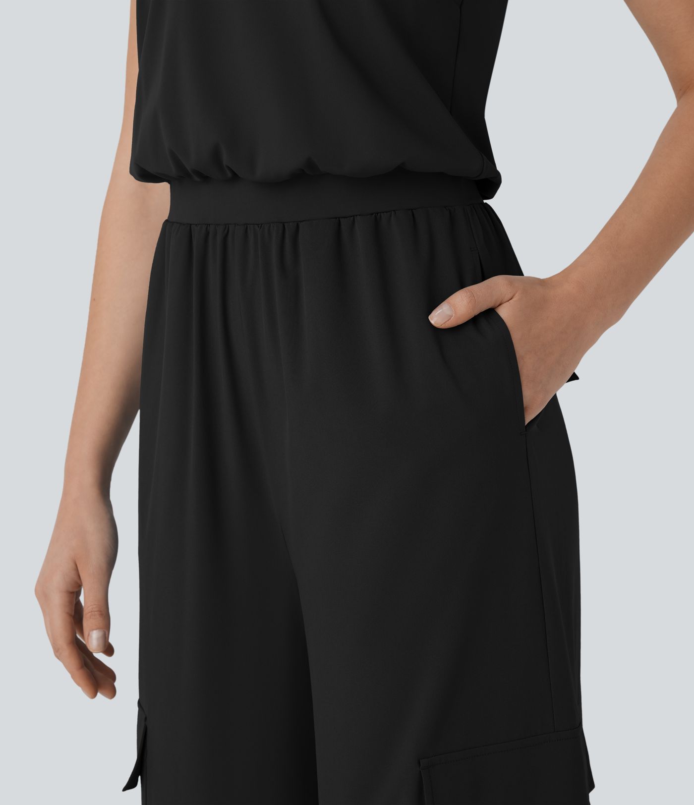 Breezeful™ Round Neck Sleeveless Pockets Straight Leg Quick Dry Casual Jumpsuit