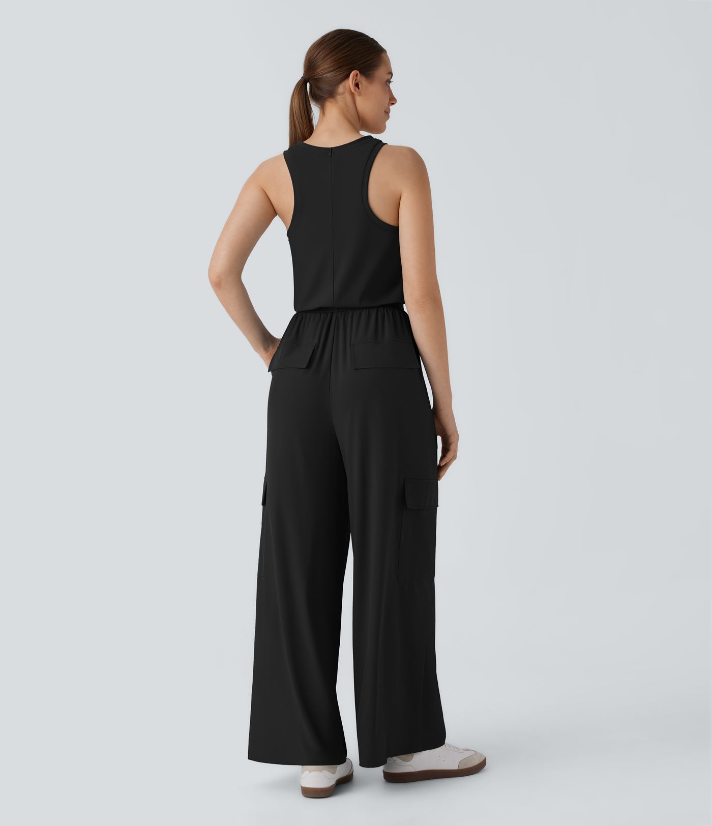 Breezeful™ Round Neck Sleeveless Pockets Straight Leg Quick Dry Casual Jumpsuit