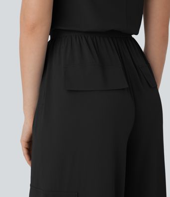 Breezeful™ Round Neck Sleeveless Pockets Straight Leg Quick Dry Casual Jumpsuit