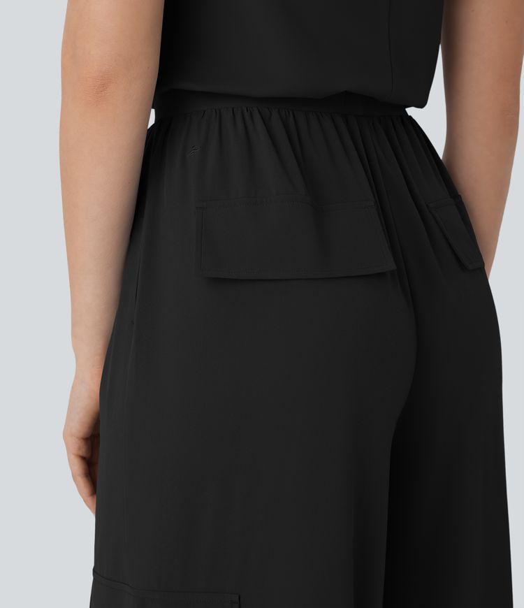 Breezeful™ Round Neck Sleeveless Pockets Straight Leg Quick Dry Casual Jumpsuit